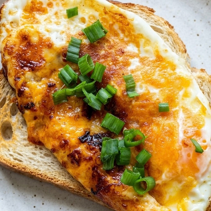 Hot Honey Cheesy Eggs on Toast