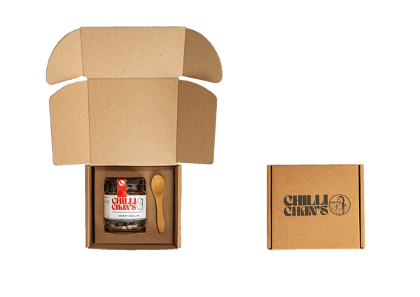 Crispy Chilli Garlic Oil (200ml) + Giftbox + Bamboo spoon - chillichans
